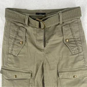 J.‎ Crew Womens High Rise Belted Military Pant Olive Green Utility Pockets 00 thumbnail 2
