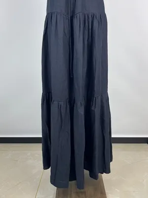 NWOT Farm Rio Linen Blend Black Sleeveless Layer Tiered Maxi Dress Size S thumbnail 10