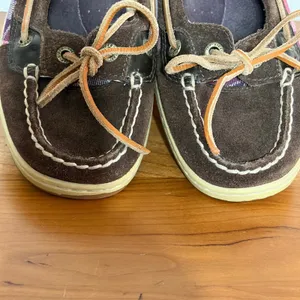Sperry Top-Sider Women 7M Brown‎ Suede Purple Plaid Boat Shoes Loafers 9102328 thumbnail 4
