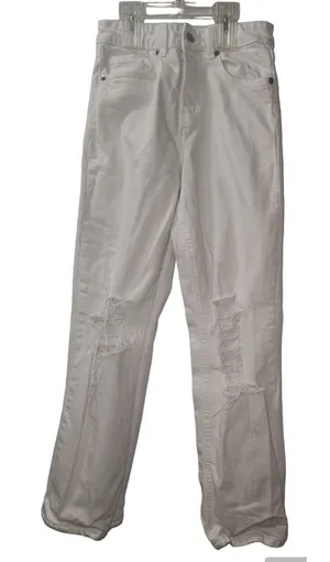 H&M White‎ Distressed Jeans Ripped Knee Casual Denim Pants Size 2 thumbnail 1