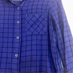 Westbound Blue and Black Plaid Long-sleeved Button-up Size PM thumbnail 2