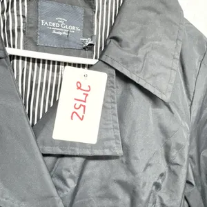 Faded Glory Jacket‎ Women Sz Medium Black Collared Button Front Rain Trench Coat thumbnail 3