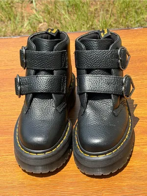 Dr. Martens Devon Heart Platform Boots Women US 7 Black Leather Double Strap thumbnail 4