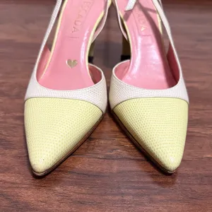 Escada Butter Yellow Slingback Heels Retro Minimalist Quiet Luxury Career thumbnail 4