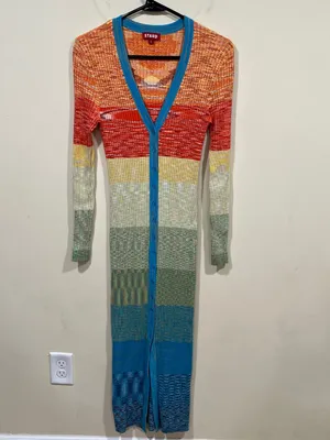 STAUD Shoko Rainbow Ribbed Knit Sweater Dress Size small multicolored thumbnail 4