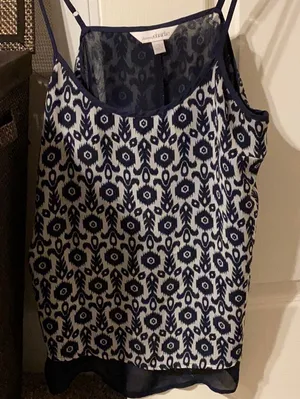 Lightly worn blue and gray tank top, dressier thumbnail 1