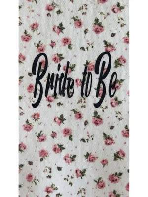 Blogilates Bride To Be Floral Off Shoulder Sweatshirt Medium Ivory Pink Cozy thumbnail 8