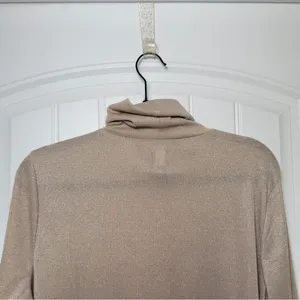 Gap XL Ribbed Metallic Beige‎ Shimmer Turtleneck Quiet Luxury 90s Minimalist thumbnail 4