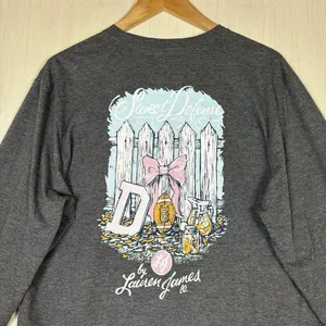 Lauren James Womens Long Sleeve T-Shirt Sz M Gray Sweet Defense‎ Football Season thumbnail 2
