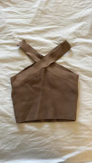 Aritzia Babaton Crop Top Light Brown XS thumbnail 2