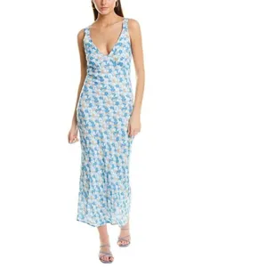 Charlie Holiday Blue Floral Midi Dress V Neck Sleeveless Slip Dress S NWT thumbnail 2