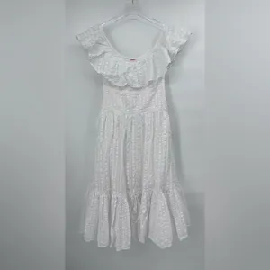 TORY BURCH White Tonal‎ Stripe Cotton Seersucker Dress Size 4 thumbnail 4