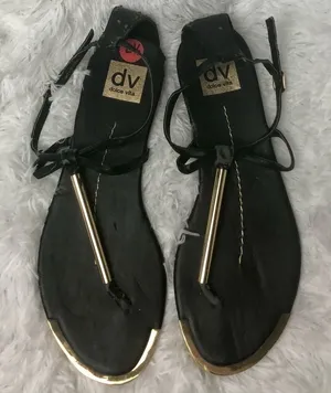 Dolce Vita Leather Sandals Black and Gold Size 8.5 thumbnail 1