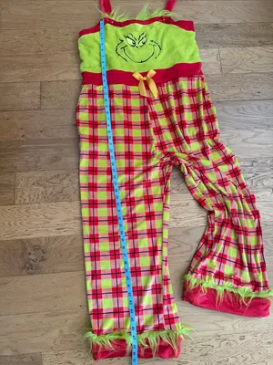 NWT - XXL (20) - Grinch Plaid Knit Pajama Set - Lime & Red thumbnail 6