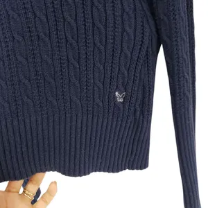 Vintage American Eagle Cable Knit Sweater Large Blue V Neck Preppy Y2K thumbnail 5