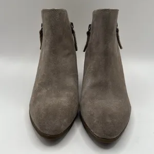 FRYE Judith Bootie in Taupe‎ Suede Double Zip Stack Heel Size 7 thumbnail 6