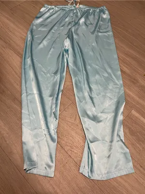 Satin Light Blue Women's Lounge Pajama Pants thumbnail 1