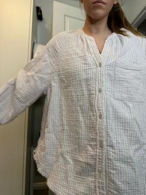Aerie striped linen button down thumbnail 2