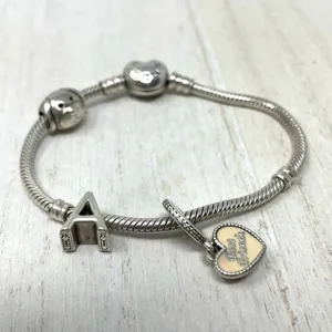 Pandora 3 charm sterling silver bracelet thumbnail 2