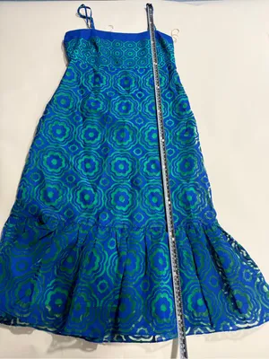 Trina Turk Blue Green Geometric Print Midi Dress Size 6 Resort Coastal Vacation thumbnail 2
