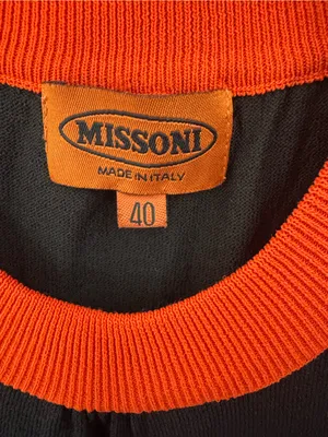 Missoni Black & Orange Color Block Cotton Shift Dress Size Small thumbnail 4
