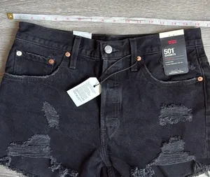 NEW Levi's 501 Black Ripped Denim Shorts 29 thumbnail 6