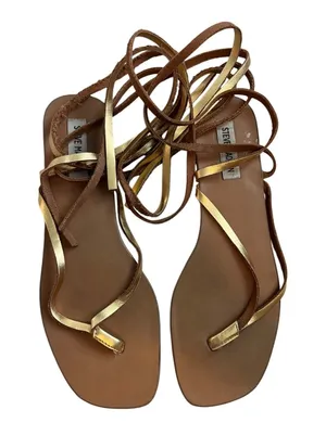 Steve Madden sandal,‎ gold, leather gladiator wrap 10 ankle thumbnail 1