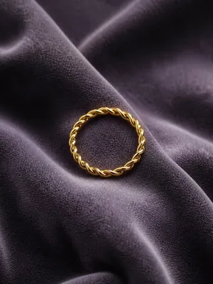 Stainless Steel Golden Wavy Design Minimalist Band Size 7 thumbnail 2