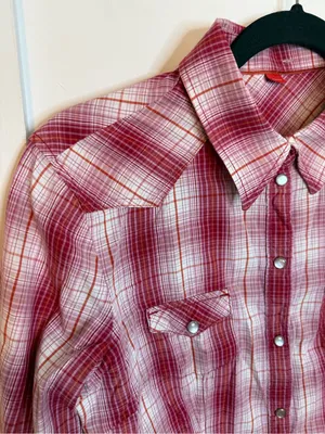 Esprit Vintage Western Plaid Embroidered Pearl Snap Shirt thumbnail 7