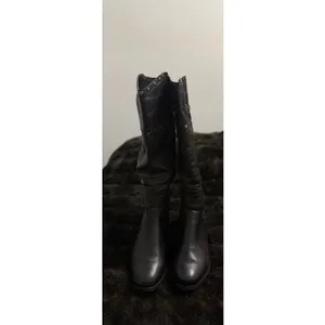 Fitzwell Womens Tall Black Leather Riding Knee High Stretch Boots 8.5 w 8.5W thumbnail 2
