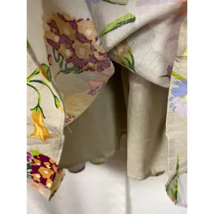 H&M Brown Purple&Pink Floral Deep V Linen&Cotton Maxi Dress Sz.M thumbnail 11