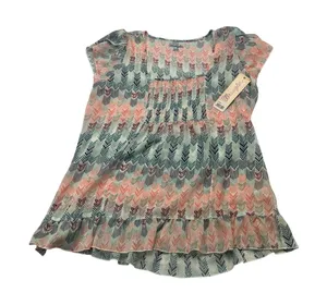 Wrangler Womens Pastel Chevron Print Flutter Sleeve Peasant Blouse LWK605M Large thumbnail 1