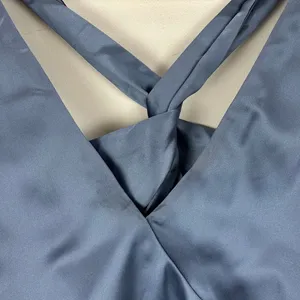Lulus Purely Elegant Slate Blue Satin Twist Back Maxi Dress Long Formal XL NWT thumbnail 13