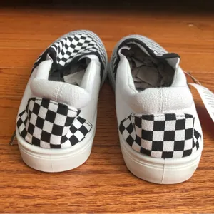 Josini Slip-on Vans Inspired Canvas Sneakers Black White Women’s Size 7 NWT thumbnail 4