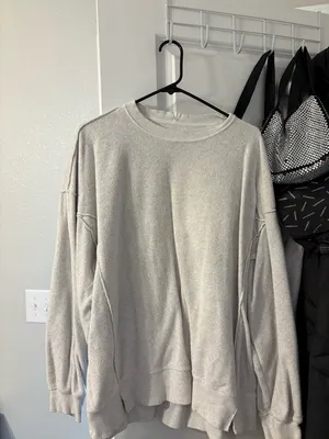 aerie Oversized Crewneck Sweatshirt - Light Gray thumbnail 2