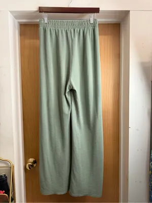 Dee Elly Olive Green Drawstring Wide Leg Pants. Size: Small thumbnail 4