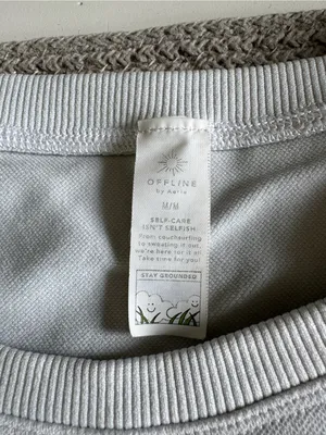 Offline by Aerie Pale Blue Short Sleeve Ribbed-Hem Cropped Workout Top Sz Medium thumbnail 4