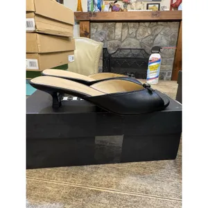 Coach Bow Kitten Heel Sandals in black leather Size 6.5 Peep Toe thumbnail 7