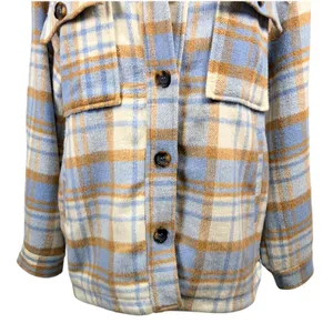 LELIS‎ Women's Light Blue Plaid Oversized Shacket, Small thumbnail 3