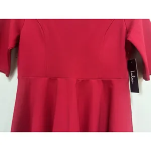 Lulu's Tip The Scallops Red Fit & Flare A-line Dress Sz L NWT Wedding Party Chic thumbnail 5