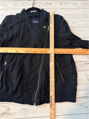 American Eagle Women’s XL Black Lyocell Moto Jacket Asymmetrical Zip thumbnail 8