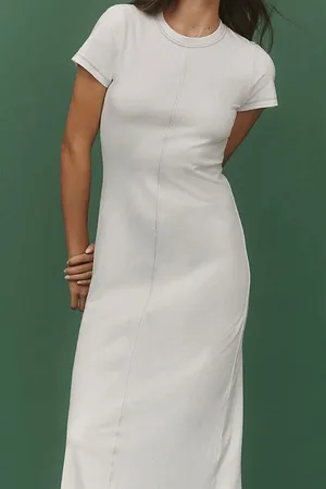 Daily Practice By Anthropologie Ivory T-Shirt Maxi Dress Small NWT thumbnail 7