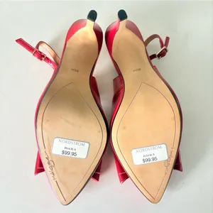 NOWT Halogen Red Leather Pumps 4” Heels Sling Back Y2K Shoes Women’s Size 6.5 M thumbnail 8