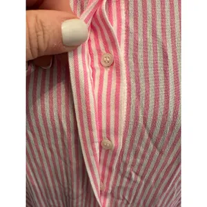 A Loves A Pink White Striped Tiered Maxi Dress Collared 3/4 Sleeve XL Preppy thumbnail 2