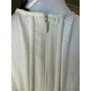 Banana Republic Cream Sleeveless Top Zip Back Pinhole Mesh Size XS thumbnail 4
