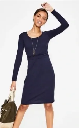 Boden Mabel Jersey Knit Dress Knee Length Women’s 6 Long Navy thumbnail 1