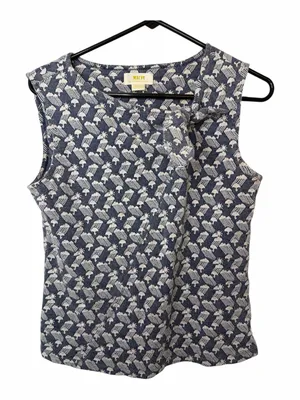 Maeve Anthropologie Blue Knit Rain Cloud Umbrella Knit Tie Neck Tank Top thumbnail 1
