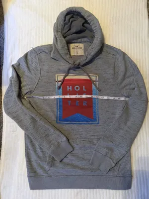 Hollister Grey Graphic Hoodie Size M Unisex Spell Out Logo thumbnail 4