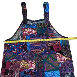 Women's Stitched Summer Good Vibes Vintage‎ Hippie Overalls - Size Large L thumbnail 10