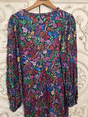 FARM Rio Tropical Garden Midi Dress V-Neck Viscose Size Large Retail $275🌺 thumbnail 11
